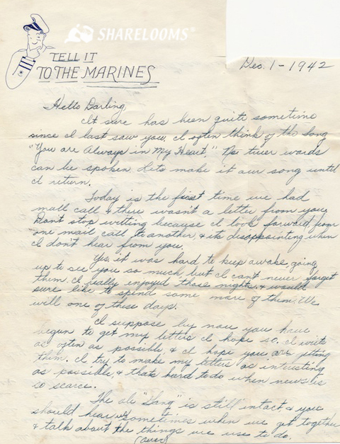World War II Marine Love Letters