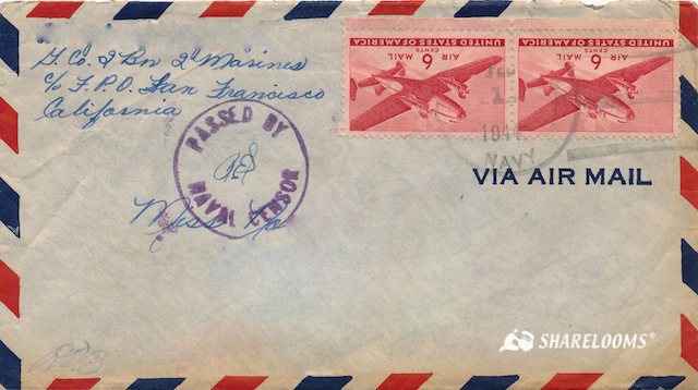 World War II Marine Love Letters Evnelope